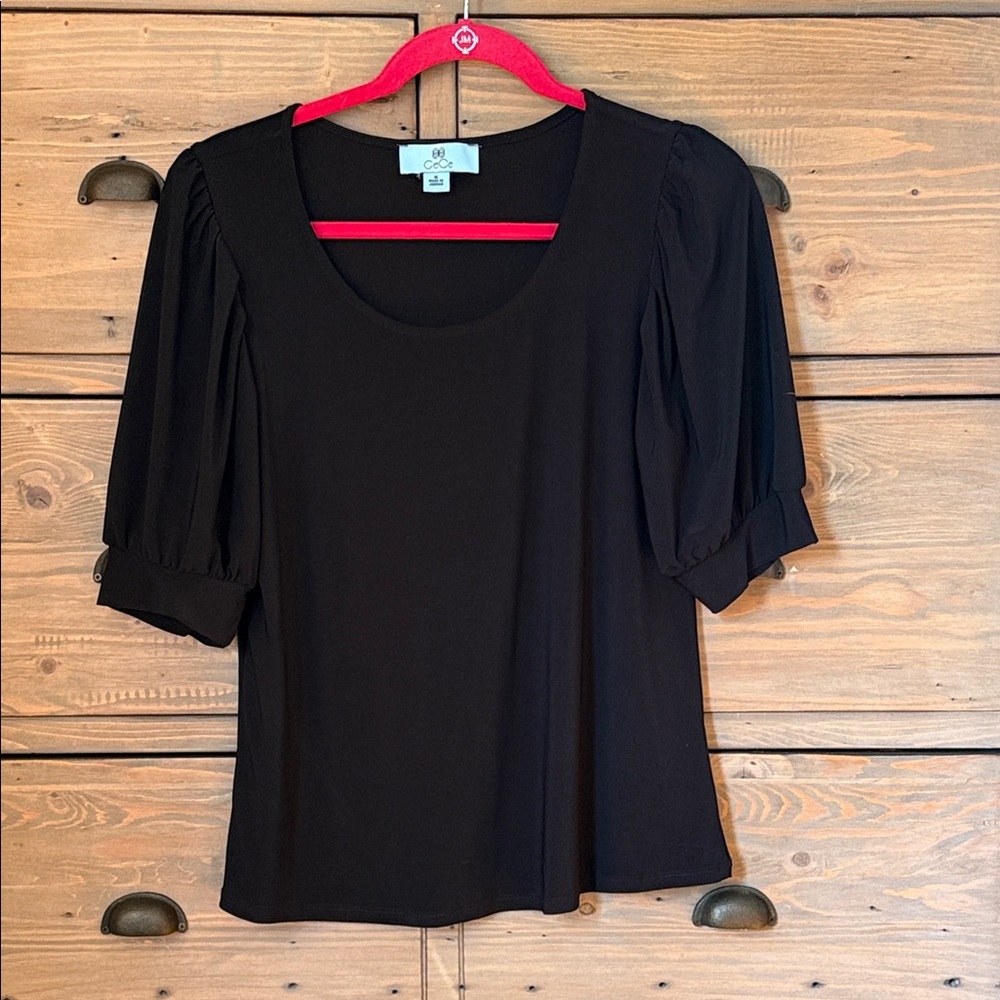 CeCe Black Puff Sleeve top sz M